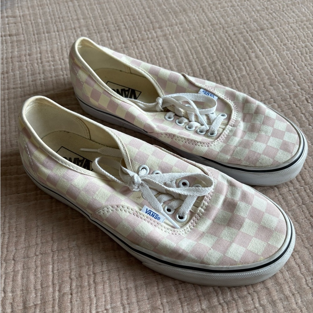 Vans Pink and White Checkered Sneakers